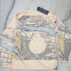 Columbia River Chart Map Long Sleeve Performance Tee - Portland OR